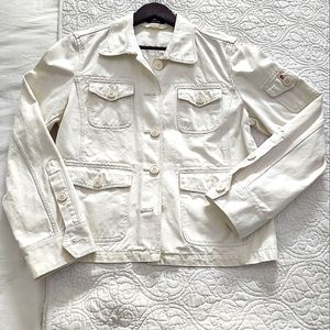 J Crew white jacket size L 100% cotton.
